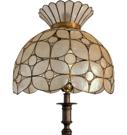 Vintage Capiz and Tapestry Floor Lamp