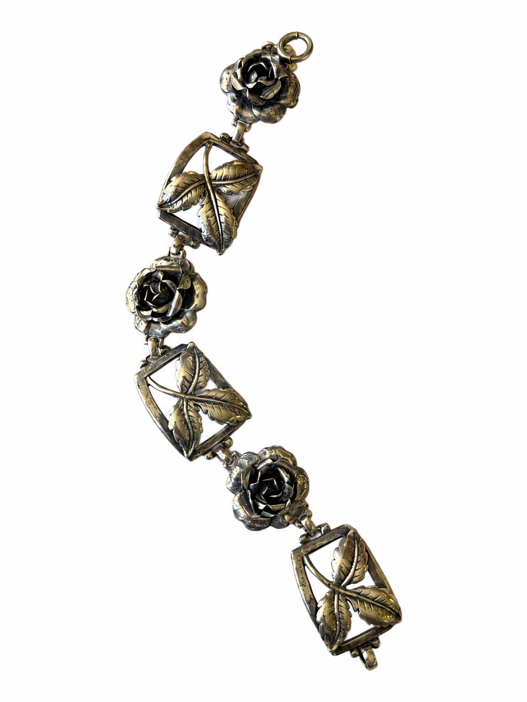 VNTG *Silver Tone* Rose Flower Bracelet