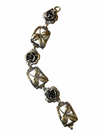VNTG *Silver Tone* Rose Flower Bracelet