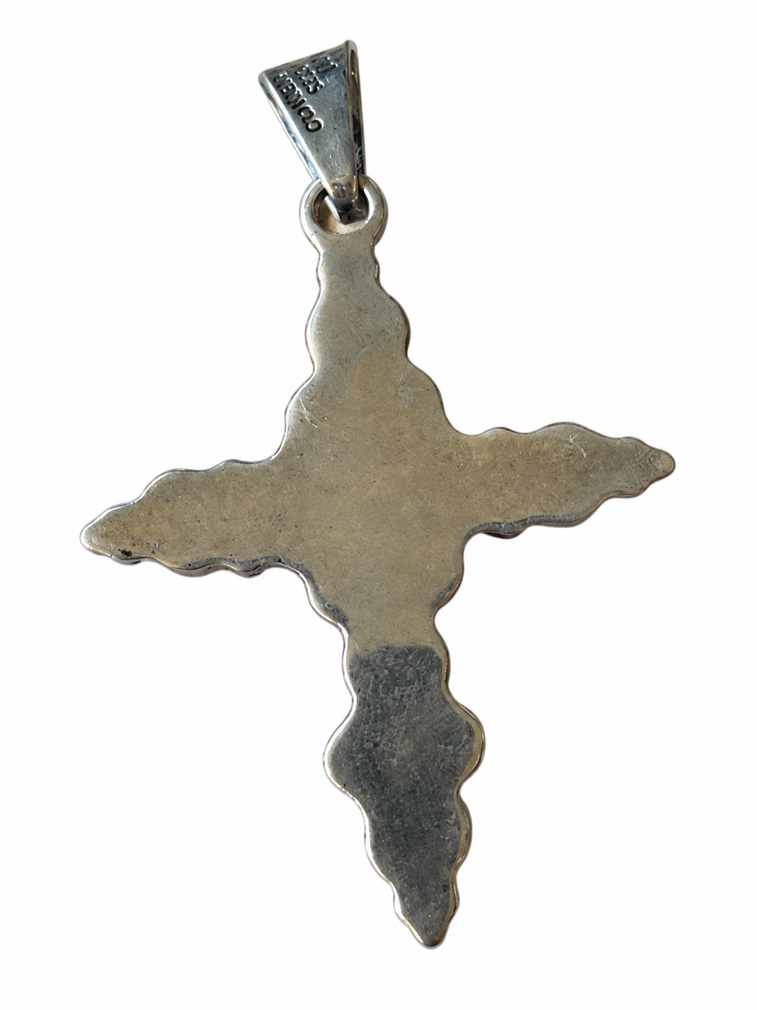 VNTG Sterling Silver Cross Pendant, Cat Eye Quartz Stones