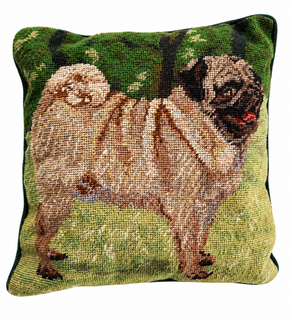 Needlepoint Pug Pillow