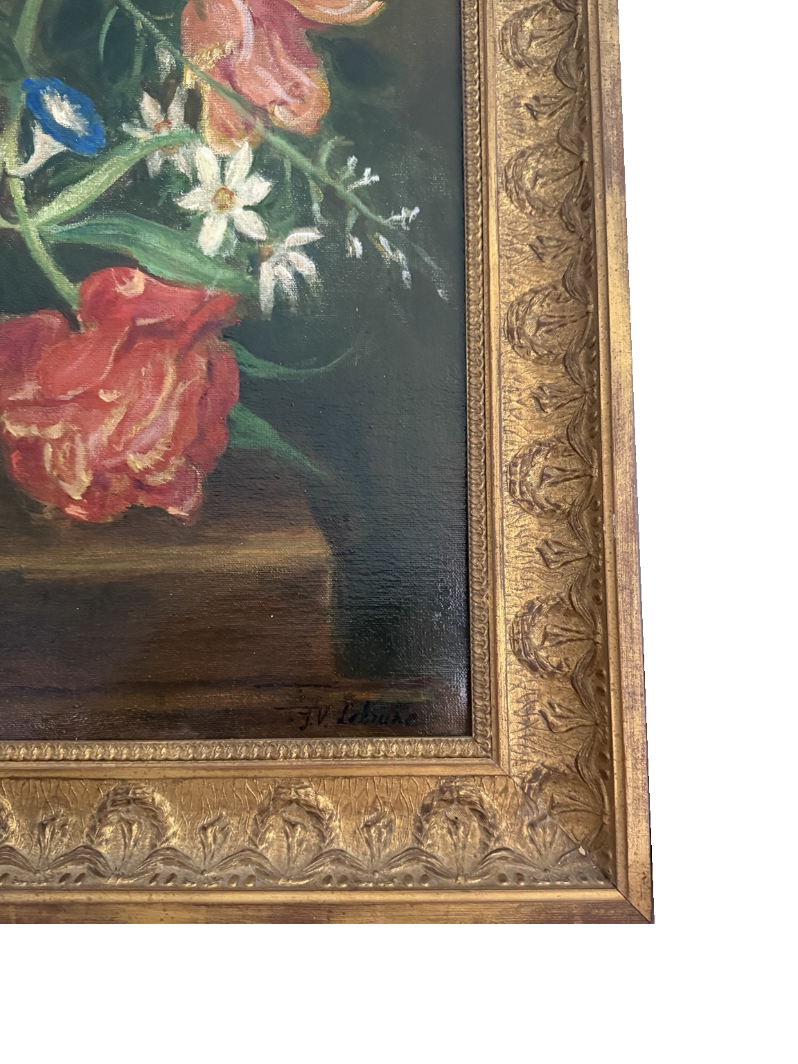 J.V. Lebrune 19th C. Still Life Oil Painting