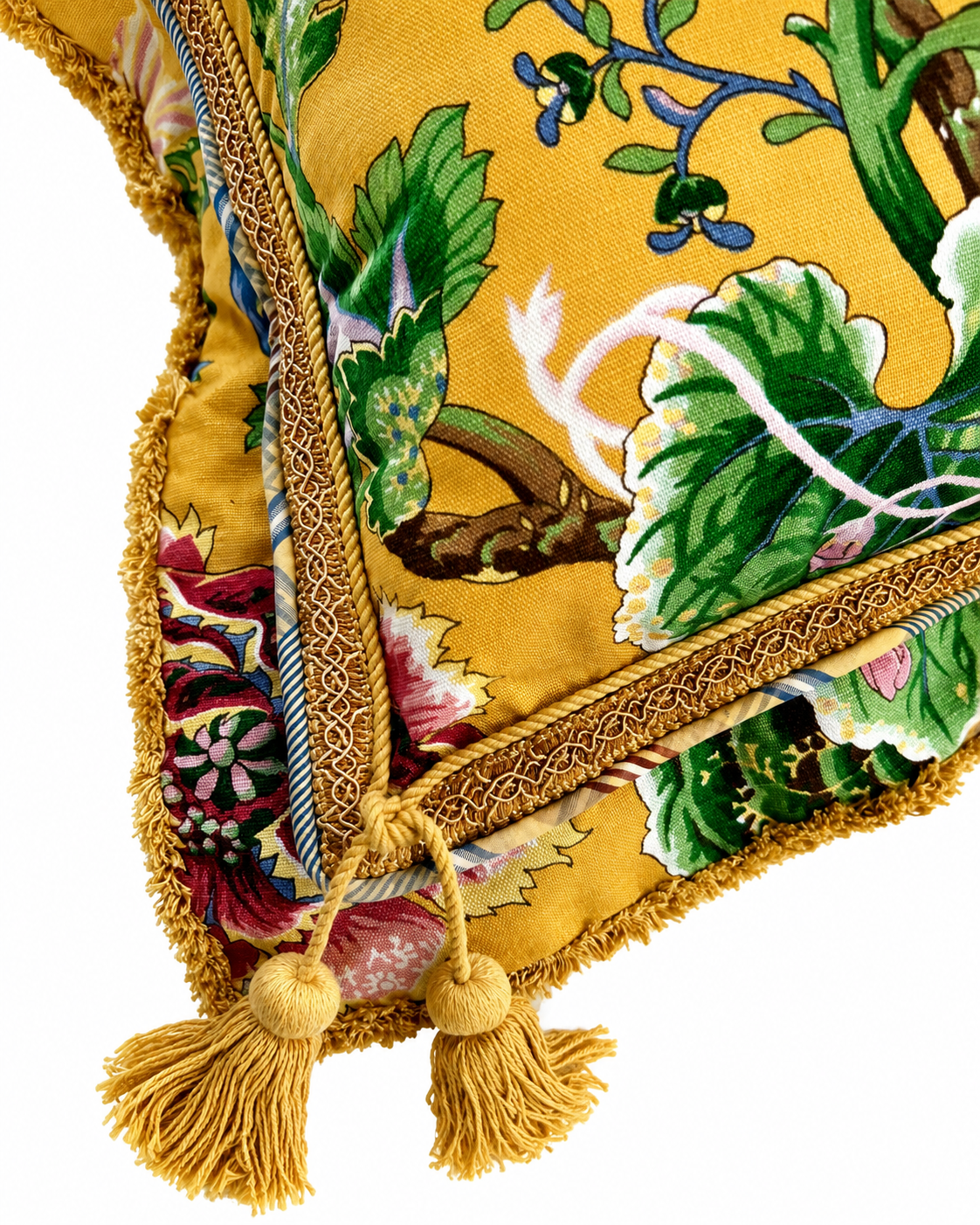Custom Chinoiserie Botanical Tassel Pillow