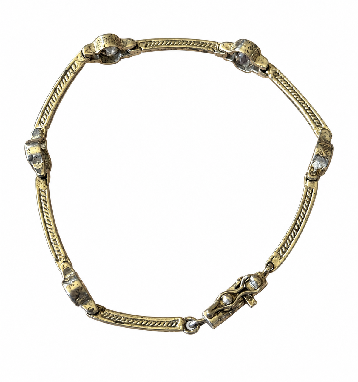 VNTG Sterling Multi-Gemstone Bar Link Bracelet