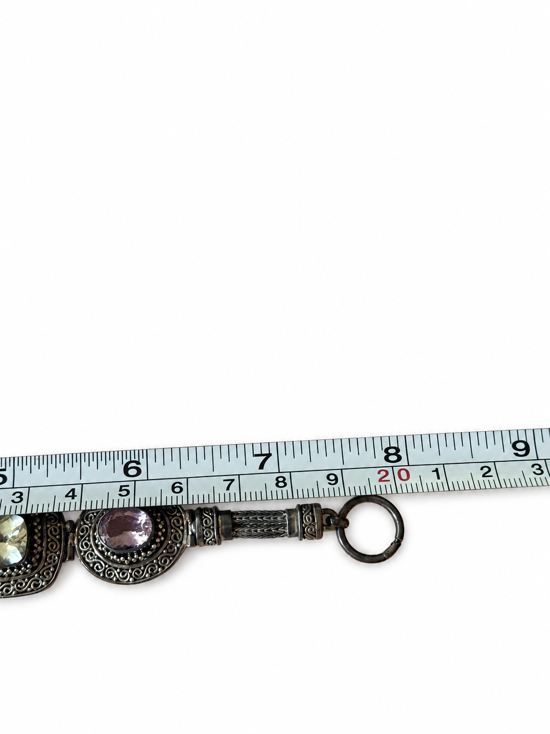 VNTG Suarti Bali Indonesia Sterling Silver 925 Gemstone Byzantine Bracelet